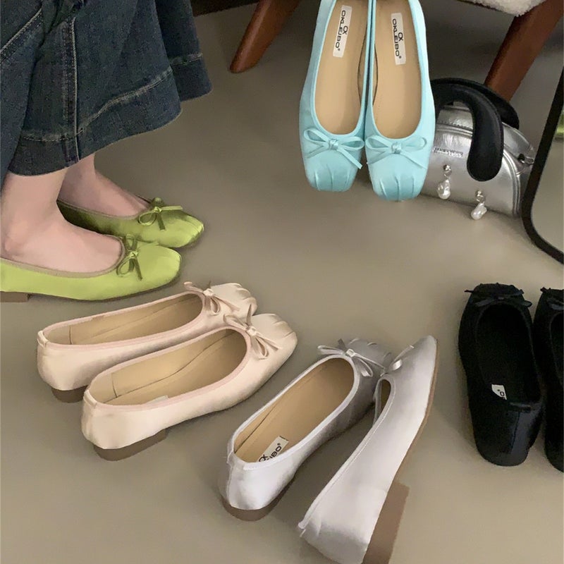 Gentle Fairy Style Single-Layer Shoes Women'S 2025 Spring New French Style Elegant Bow Shallow Mouth Late Shoes - Image 1